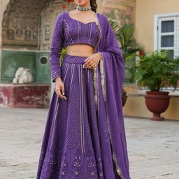 EverBloom Embroidered Ready to Wear Lehenga & Blouse With Dupatta-image-50