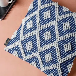 HOSTA HOMES Blue & White Geometric Square Cushion Covers-10