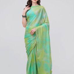 MIRCHI FASHION Green & Blue Tie and Dye Sequinned Saree-image-32