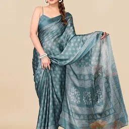 KALINI Abstract Printed Block Print Saree-7