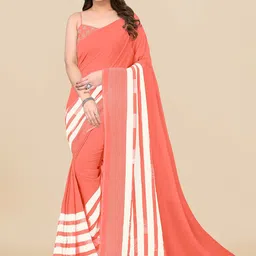 KALINI Striped Poly Georgette Saree-picture-14