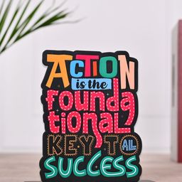DecorTwist Pink & Black Quote Printed Wooden Table Showpiece-29