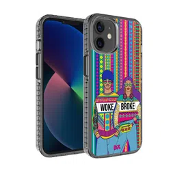 DailyObjects Pink & Blue Printed Woke Broke Couple Stride 2.0 Case Cover For iPhone 12-0