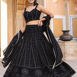 EverBloom Embroidered Thread Work Ready To Wear Lehenga & Blouse With Dupatta-39
