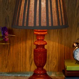 foziq Brown Textured Wooden Table Lamps-56
