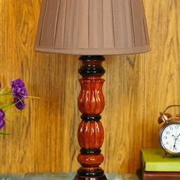 foziq Brown Textured Frustum Shaped Table Lamp-51
