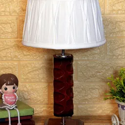 foziq Brown Textured Wooden Table Lamps-19