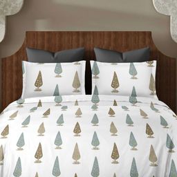 Ariana White & Green 200 TC King Bedsheet with 2 Pillow Covers-image-47