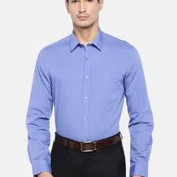 Turtle Men Blue Relaxed Slim Fit Solid Formal Shirt-image-98