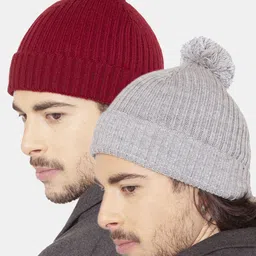 Bharatasya Men Pack of 2 PomPom Beanie-image-56