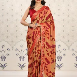 Ode by House of Pataudi Floral Poly Georgette Designer Saree-picture-44
