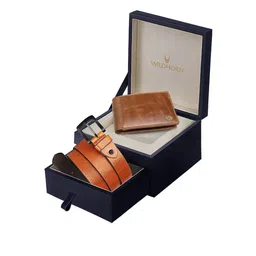 WildHorn Men Tan Brown Textured Pure Genuine Leather Accessory Gift Set-image-63