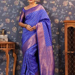 House of Pataudi Ethnic Motifs Woven Design Banarasi Saree-image-67