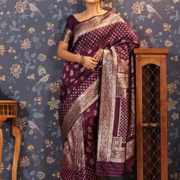 House of Pataudi Ethnic Motifs Woven Design Banarasi Saree-image-78