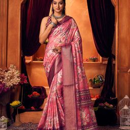 KALINI Floral Woven Design Zari Silk Cotton Mysore Silk Saree-image-15