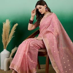 Sangria Ethnic Motif Zari Woven Saree with Blouse-picture-7