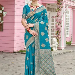 Anouk Woven Design Zari Tissue Saree-image-18