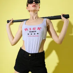 Stylecast X Hersheinbox Printed Pure Cotton Sleeveless Bodysuit-image-75
