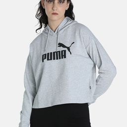 Puma Women Grey Essential Logo Loose Cropped Hoodie-picture-20