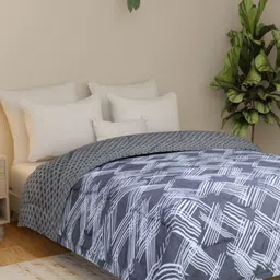 Florida Flyn Grey & White Geometric Microfiber 800 GSM Double Bed Comforter-image-9