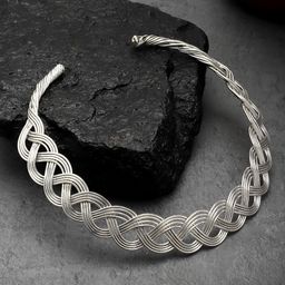Sanjog German Silver-Plated Choker Hasli Tribal Statement Oxidised Necklace-39