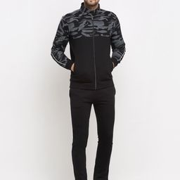 WILD WEST Men Black Fleece Zipper Tracksuit-image-96