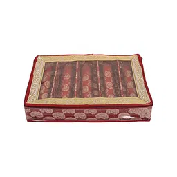Kuber Industries Red Printed Wooden Bangle Organiser With Tranasparent Top-37