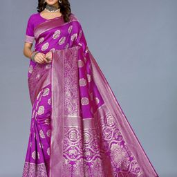 Varanga Ethnic Motif Zari Woven Banarasi Saree-image-73