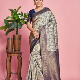 MIMOSA Ethnic Motifs Woven Design Zari Banarasi Saree-picture-36