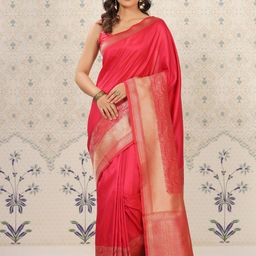 Ode by House of Pataudi Zari Silk Blend Designer Banarasi Saree-image-89