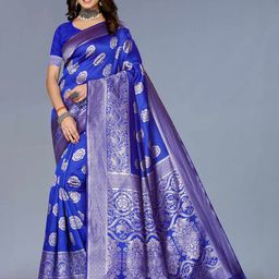 AADVIKA Ethnic Motifs Woven Design Zari Silk Blend Banarasi Saree-image-38