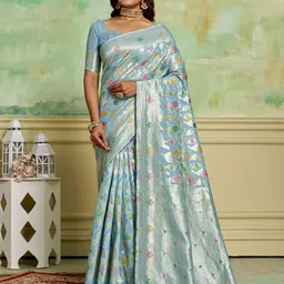 HI FI NX Woven Design Zari Pure Cotton Banarasi Saree-image-58