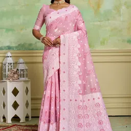 HI FI NX Woven Design Pure Cotton Banarasi Saree-image-56