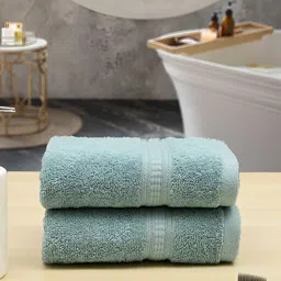 Aura Green 2-Pcs 550 GSM Pure Cotton Ultra Soft Hand Towels-image-8