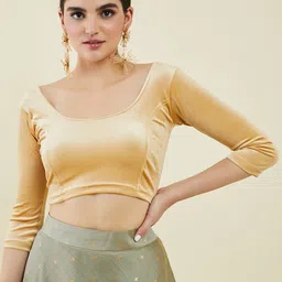 Soch Women Princess Cut Velvet Saree Blouse-picture-10