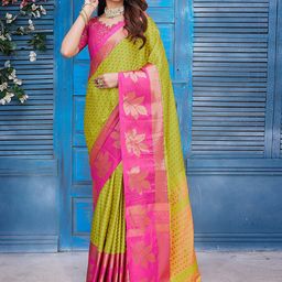 Mitera Ethnic Motifs Zari Silk Cotton Banarasi Saree-image-36