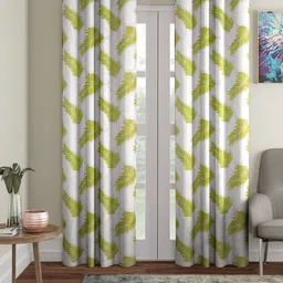 Cortina White & Olive Green 2 Pieces Quirky Printed Door Curtains-18