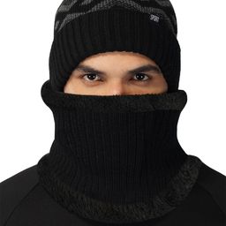 iSWEVEN Black & Grey Caps with Neck Warmer 2 In1 Beanie-image-51
