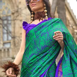 Mitera Satin Block Print Saree image 1