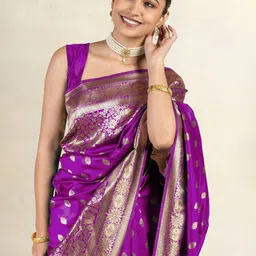 Subham Ethnic Motifs Woven Designed Zari Saree-picture-9