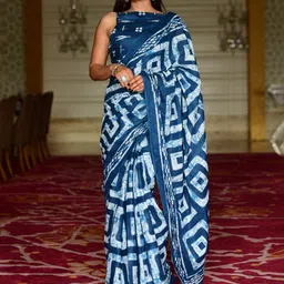 JALTHER Batik Printed Pure Cotton Ikat Saree-35