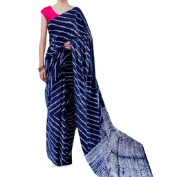 JAIPURI PRINT Leheriya Pure Cotton Block Print Saree-4
