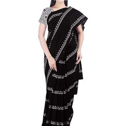 NIKHILAM Ethnic Print Pure Cotton Block Print Saree-image-10
