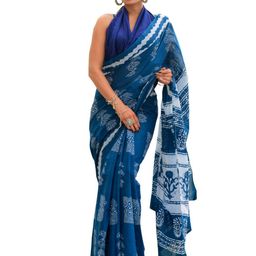 KIAARON Ethnic Motifs Pure Cotton Block Print Saree-image-91