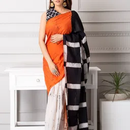 clothonus Abstract Printed Pure Cotton Block Print Saree image 1
