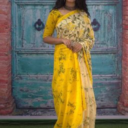 Sanganeri Print Floral Mulmul Cotton Block Print Saree-image-68