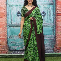 Sanganeri Print Floral Pure Cotton Block Print Saree-picture-48