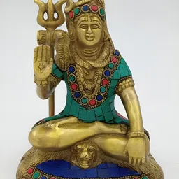 Arihant Craft Gold-Toned & Red Brass Lord Shiva Small Stonework Showpiece-image-38