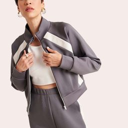 Muvazo Striped Mandarin Collar Longline Outdoor Tailored Jacket-image-5