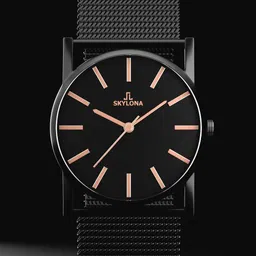 SKYLONA Men Brass Dial & Stainless Steel Bracelet Style Straps Analogue Watch Elegance Rose gold-37